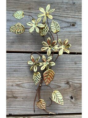 Vintage Home Interiors Brass Copper Floral Wall Art Décor Flowers Leaves Design